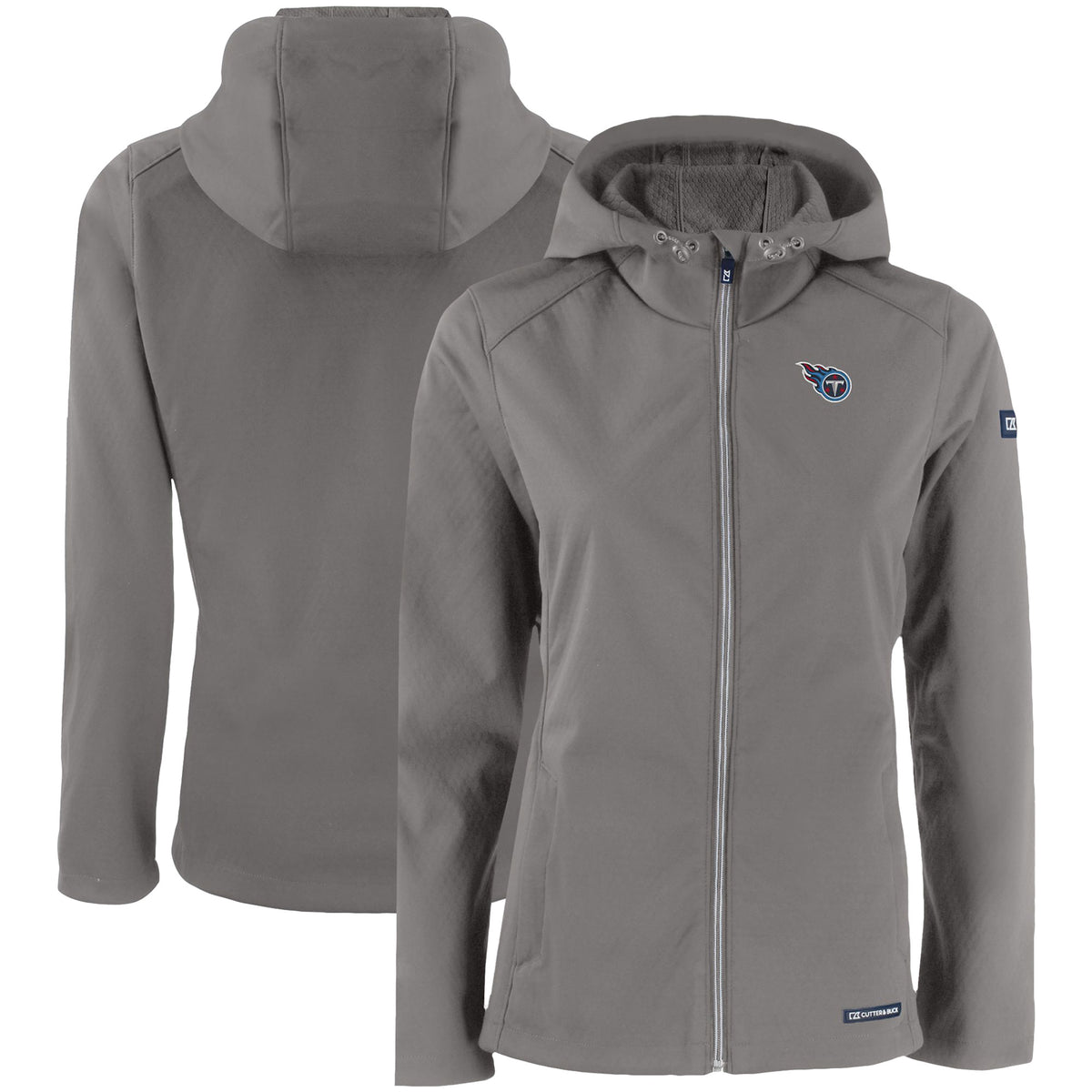 Women's Cutter & Buck Gray Tennessee Titans Evoke Eco Softshell Recycled Full-Zip Hooded Jacket