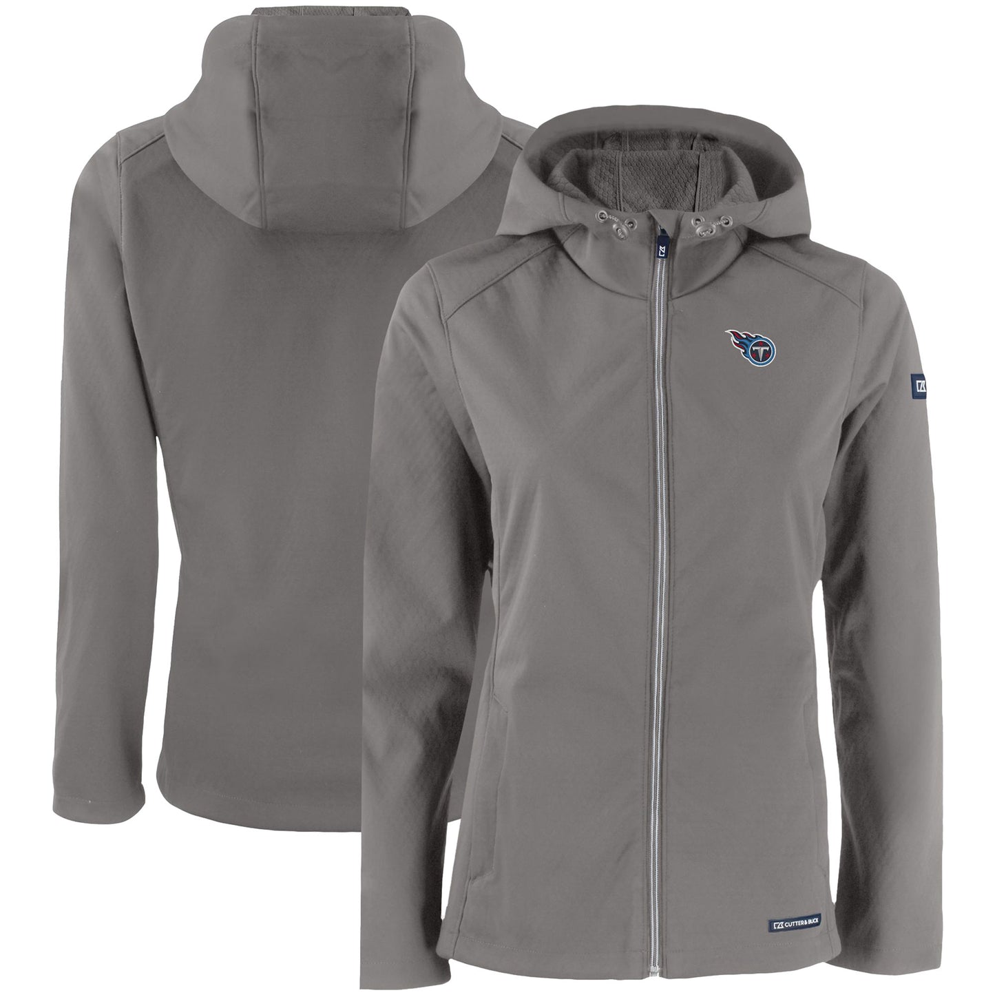 Women's Cutter & Buck Gray Tennessee Titans Evoke Eco Softshell Recycled Full-Zip Hooded Jacket