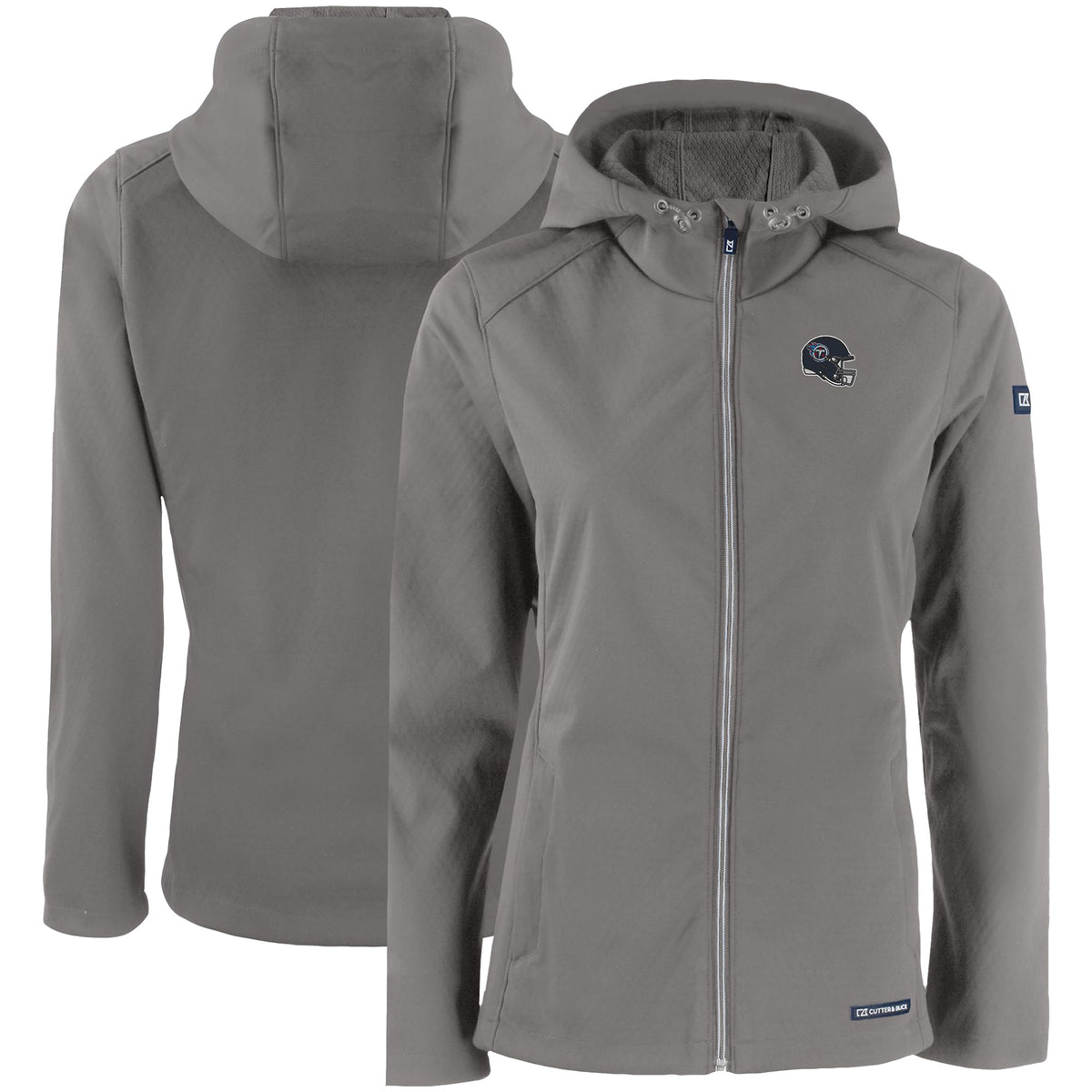 Women's Cutter & Buck Gray Tennessee Titans Evoke Eco Softshell Recycled Full-Zip Hooded Jacket