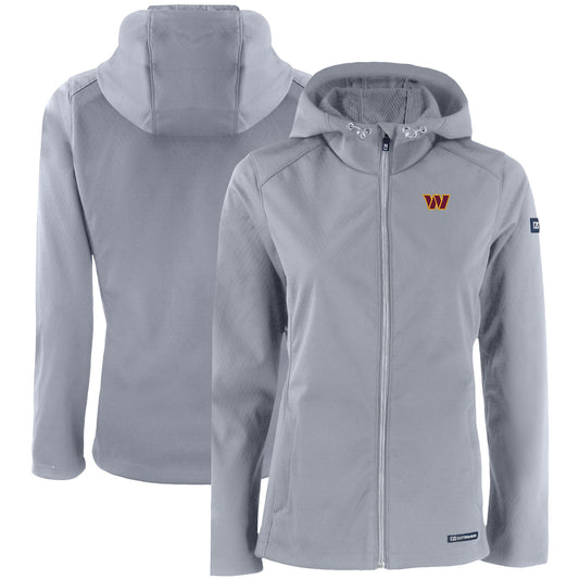 Women's Cutter & Buck Gray Washington Commanders Evoke Eco Softshell Recycled Full-Zip Hooded Jacket