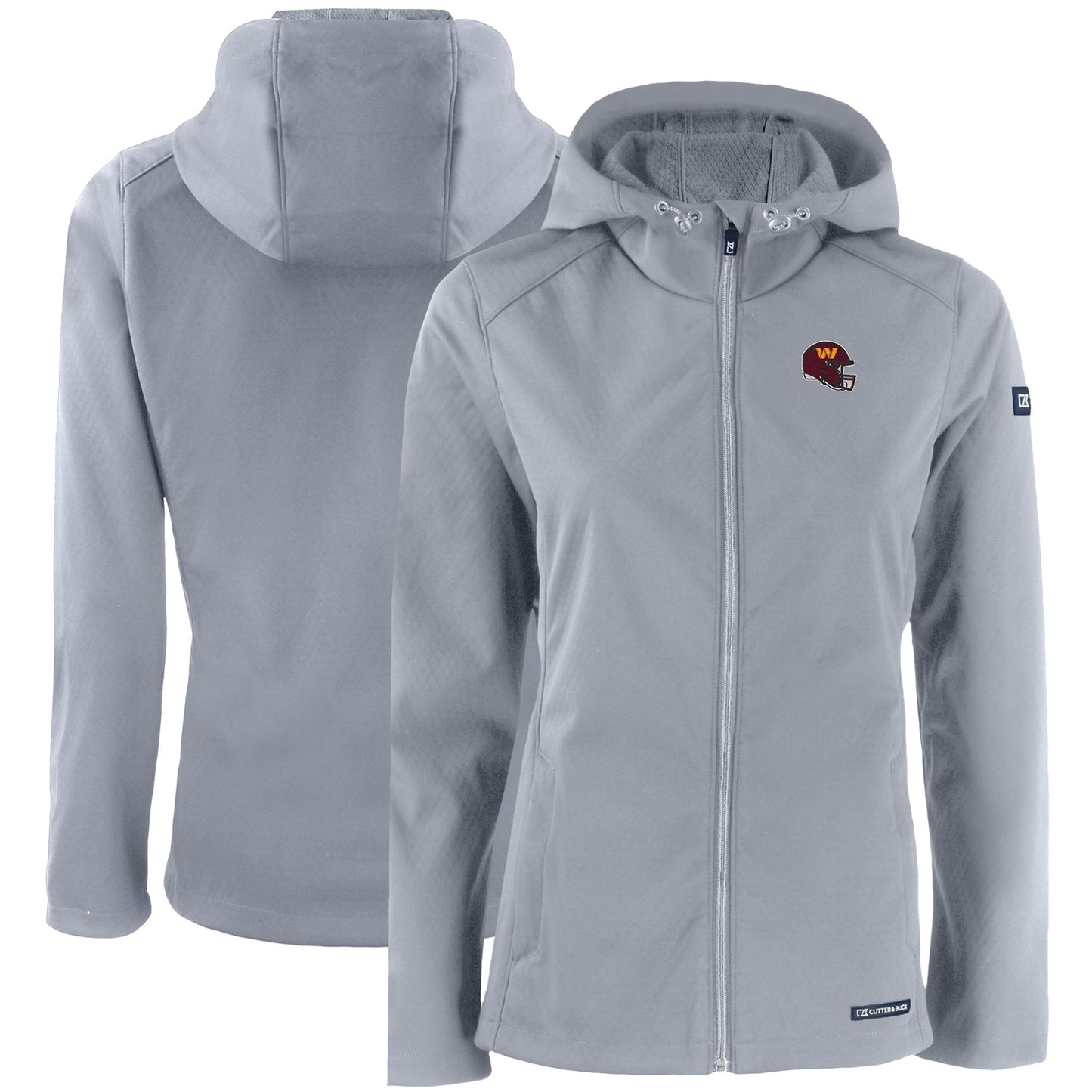 Women's Cutter & Buck Gray Washington Commanders Evoke Eco Softshell Recycled Full-Zip Hooded Jacket