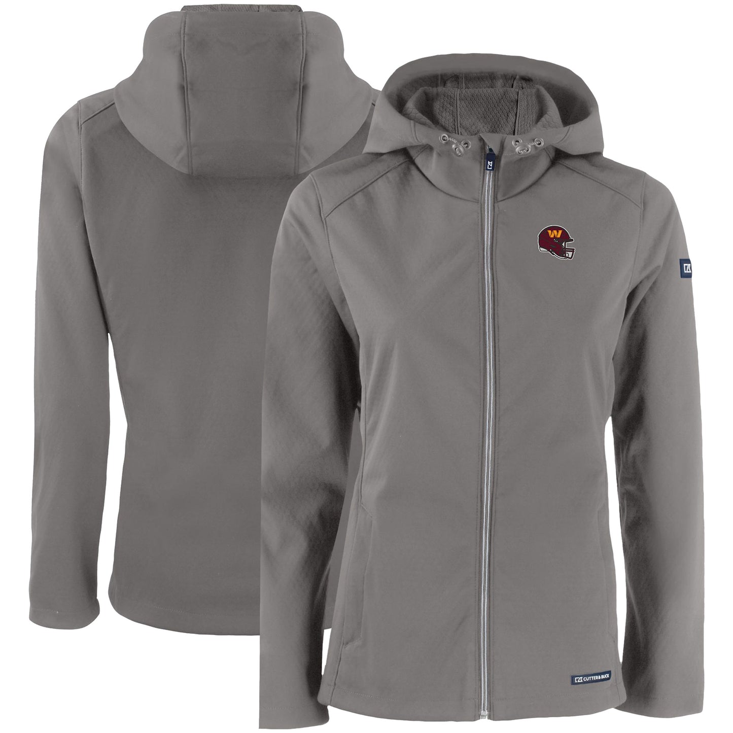 Women's Cutter & Buck Gray Washington Commanders Evoke Eco Softshell Recycled Full-Zip Hooded Jacket