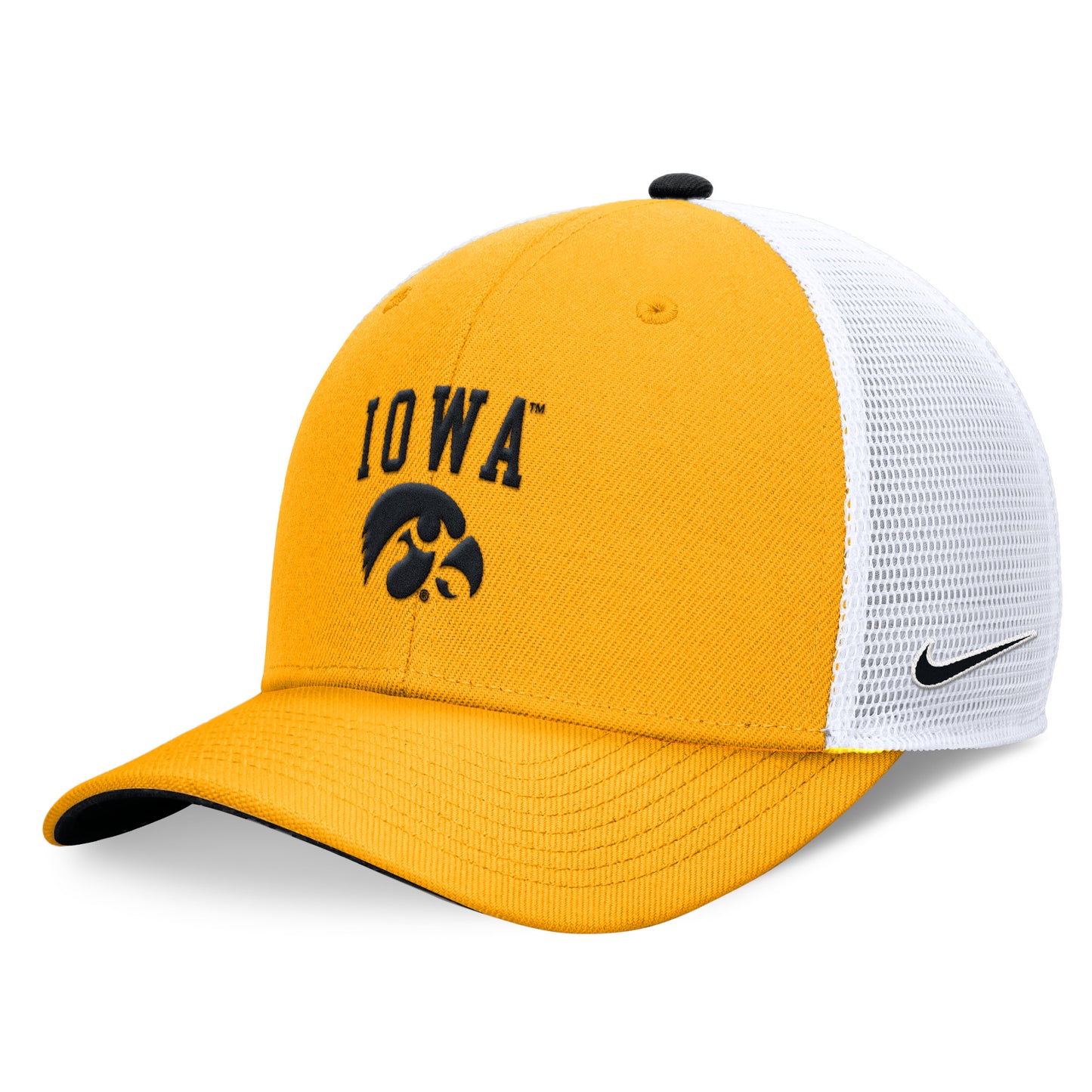 Men's Nike Gold Iowa Hawkeyes Letter & Logo Trucker Adjustable Hat