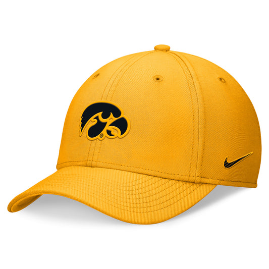 Unisex Nike Gold Iowa Hawkeyes 2024 Sideline Rise Swoosh Flex Hat