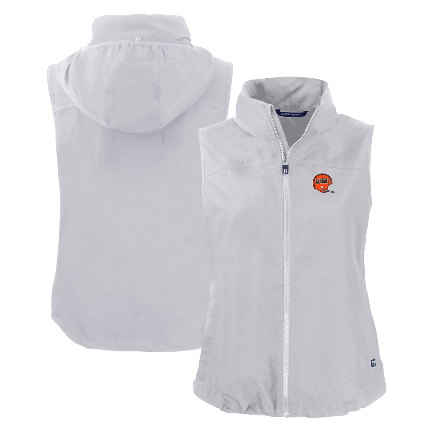 Women's Cutter & Buck  Gray Cincinnati Bengals Throwback Charter Eco Full-Zip Vest
