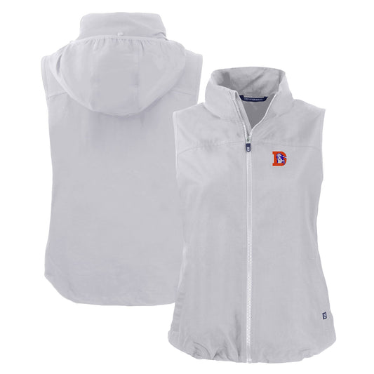 Women's Cutter & Buck  Gray Denver Broncos Throwback Charter Eco Full-Zip Vest