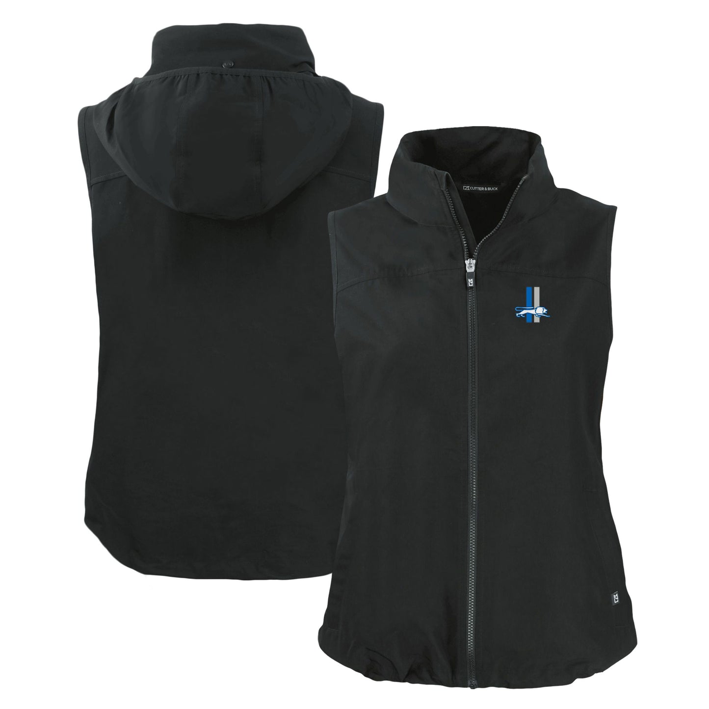 Women's Cutter & Buck  Black Detroit Lions Throwback Charter Eco Full-Zip Vest