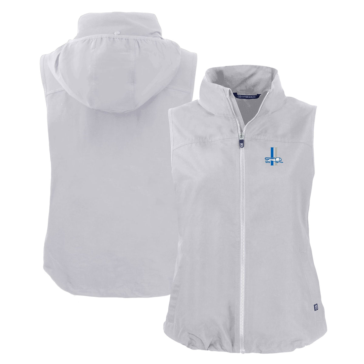 Women's Cutter & Buck  Gray Detroit Lions Throwback Charter Eco Full-Zip Vest