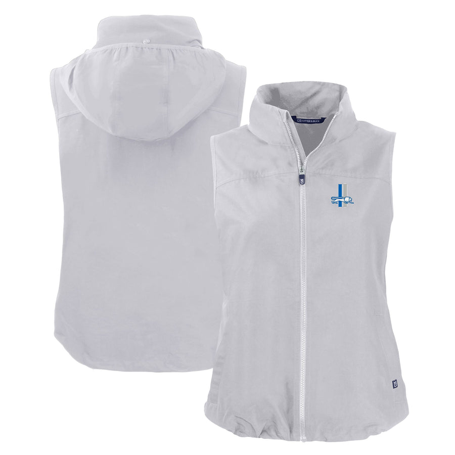Women's Cutter & Buck  Gray Detroit Lions Throwback Charter Eco Full-Zip Vest