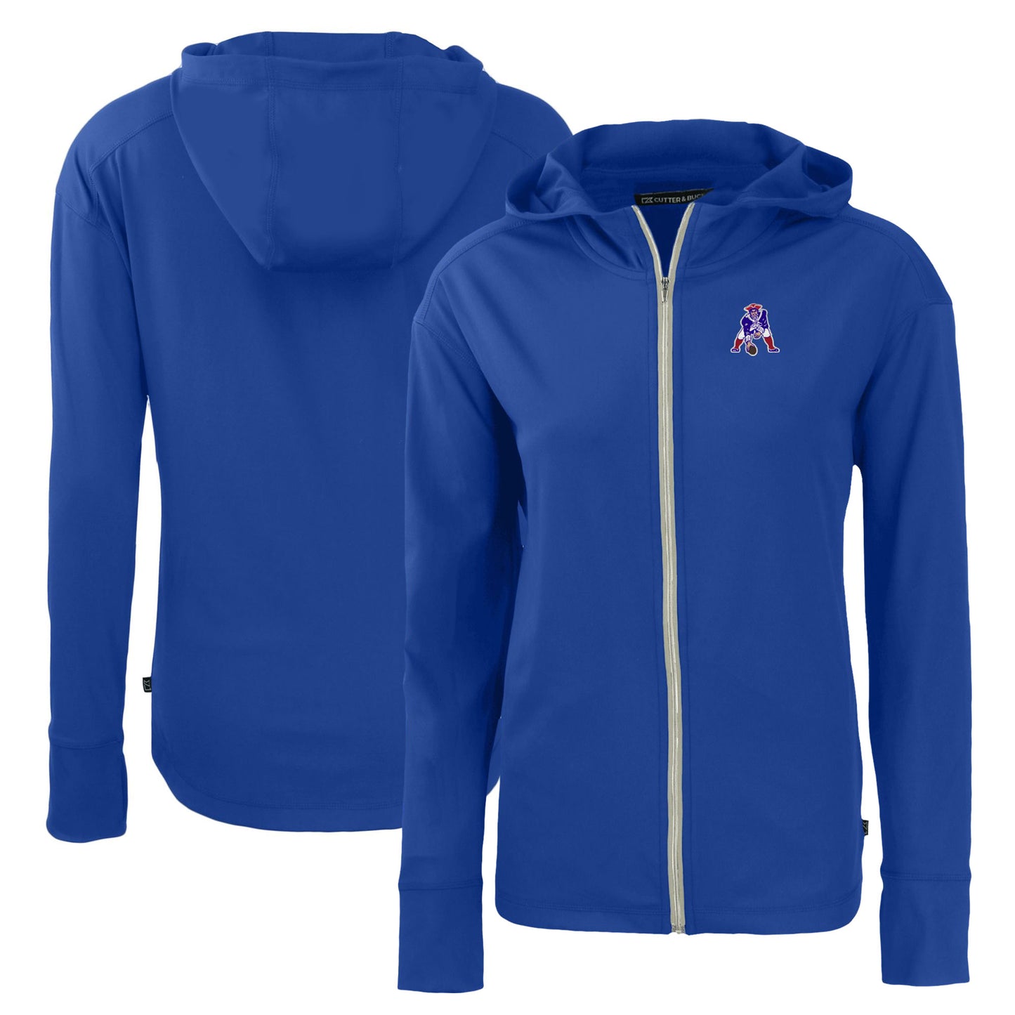 Women's Cutter & Buck  Blue New England Patriots Throwback Daybreak Eco Recycled Half-Zip Hoodie