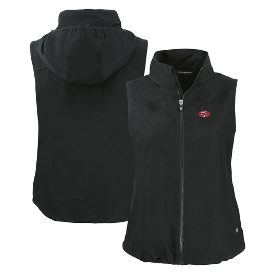 Women's Cutter & Buck  Black San Francisco 49ers Throwback Charter Eco Full-Zip Vest