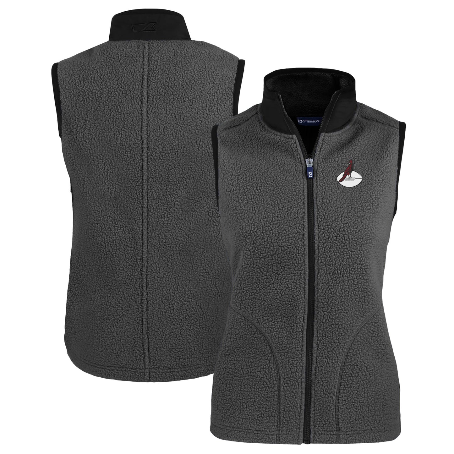 Women's Cutter & Buck Gray Arizona Cardinals Throwback Cascade Eco Sherpa Fleece Vest