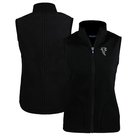 Women's Cutter & Buck Black Atlanta Falcons Throwback Cascade Eco Sherpa Fleece Vest