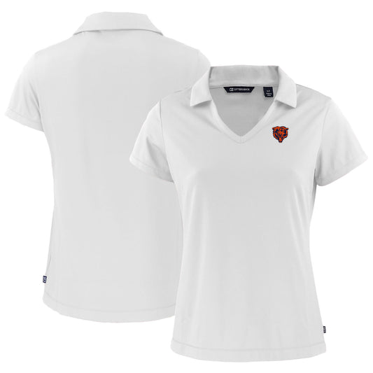 Women's Cutter & Buck  White Chicago Bears Throwback Daybreak Eco Recycled V-Neck Polo