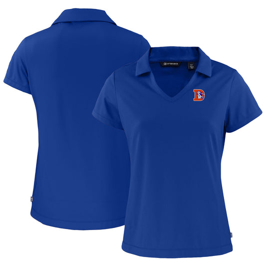 Women's Cutter & Buck  Blue Denver Broncos Throwback Daybreak Eco Recycled V-Neck Polo