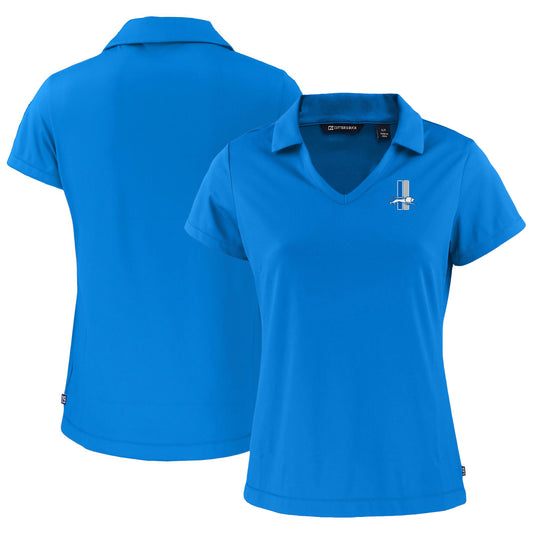 Women's Cutter & Buck  Blue Detroit Lions Throwback Daybreak Eco Recycled V-Neck Polo