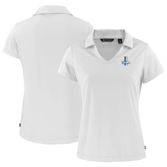 Women's Cutter & Buck  White Detroit Lions Throwback Daybreak Eco Recycled V-Neck Polo