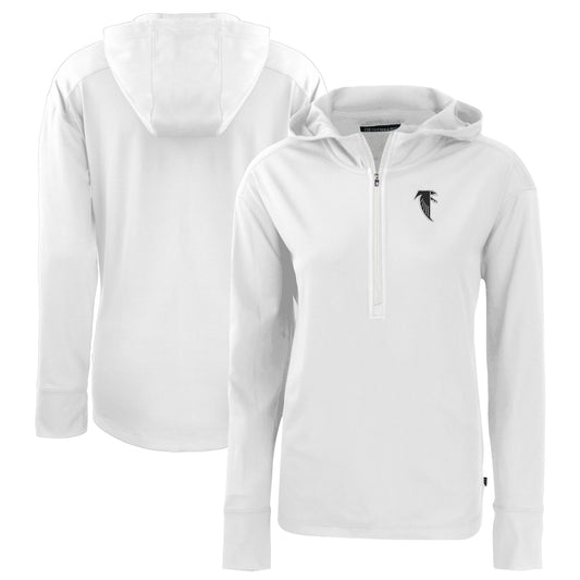 Women's Cutter & Buck  White Atlanta Falcons Throwback Daybreak Eco Recycled Half-Zip Hoodie