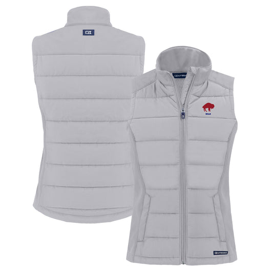 Women's Cutter & Buck  Gray Buffalo Bills Throwback Evoke Hybrid Eco Softshell Recycled Full-Zip Vest