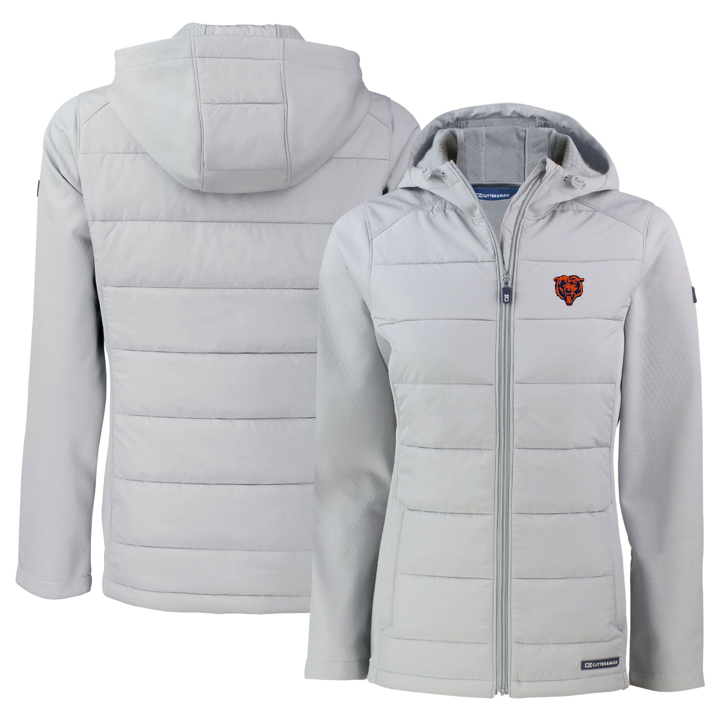 Women's Cutter & Buck  Gray Chicago Bears Throwback Evoke Hybrid Eco Softshell Recycled Full-Zip Hoodie Jacket