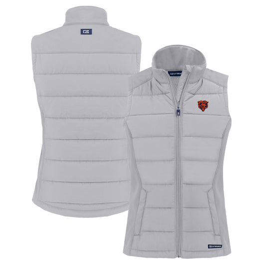 Women's Cutter & Buck  Gray Chicago Bears Throwback Evoke Hybrid Eco Softshell Recycled Full-Zip Vest