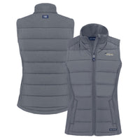 Women's Cutter & Buck  Gray New York Jets Throwback Evoke Hybrid Eco Softshell Recycled Full-Zip Vest
