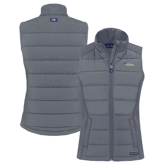 Women's Cutter & Buck  Gray New York Jets Throwback Evoke Hybrid Eco Softshell Recycled Full-Zip Vest