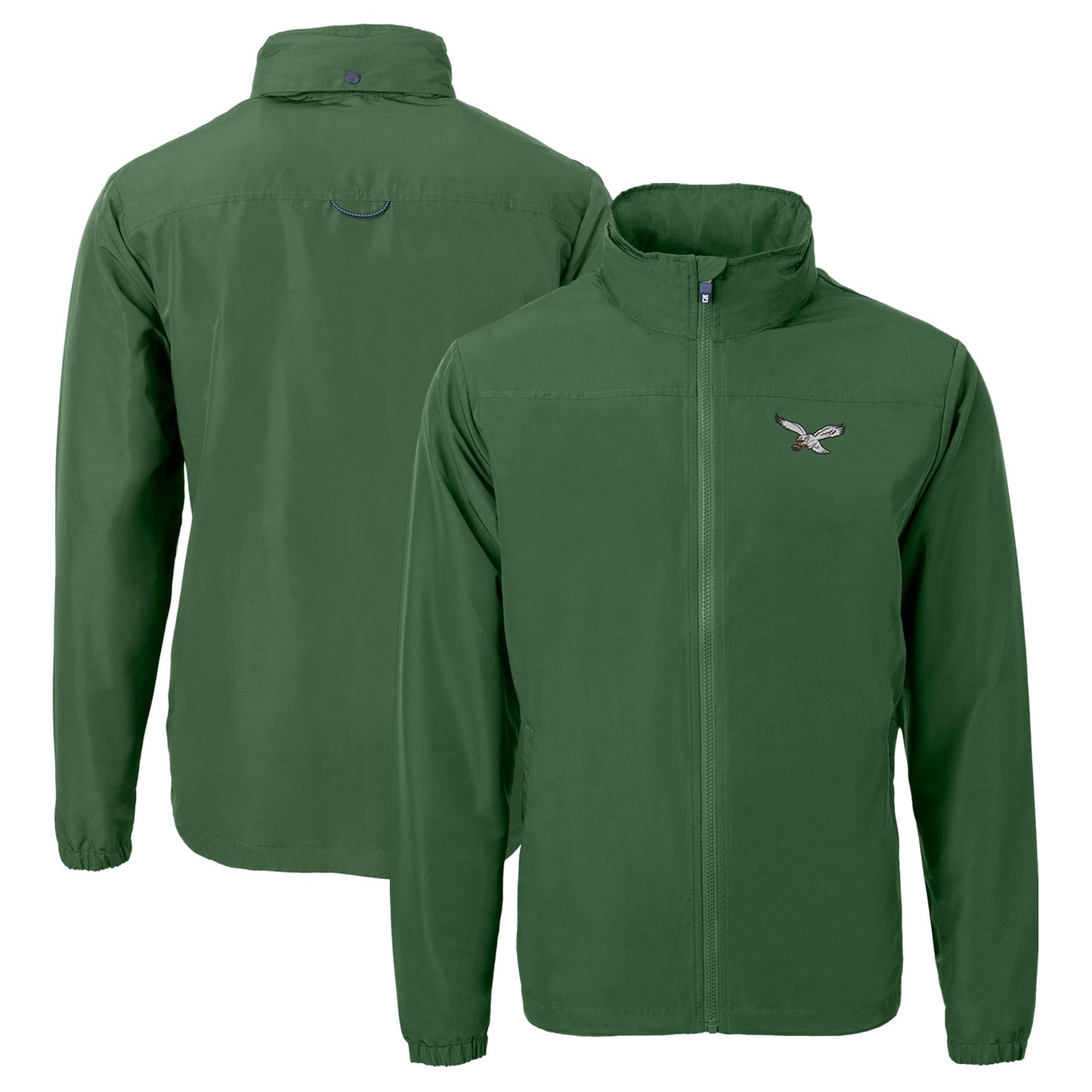 Men's Cutter & Buck Midnight Green Philadelphia Eagles Throwback Charter Eco Recycled Full-Zip Jacket