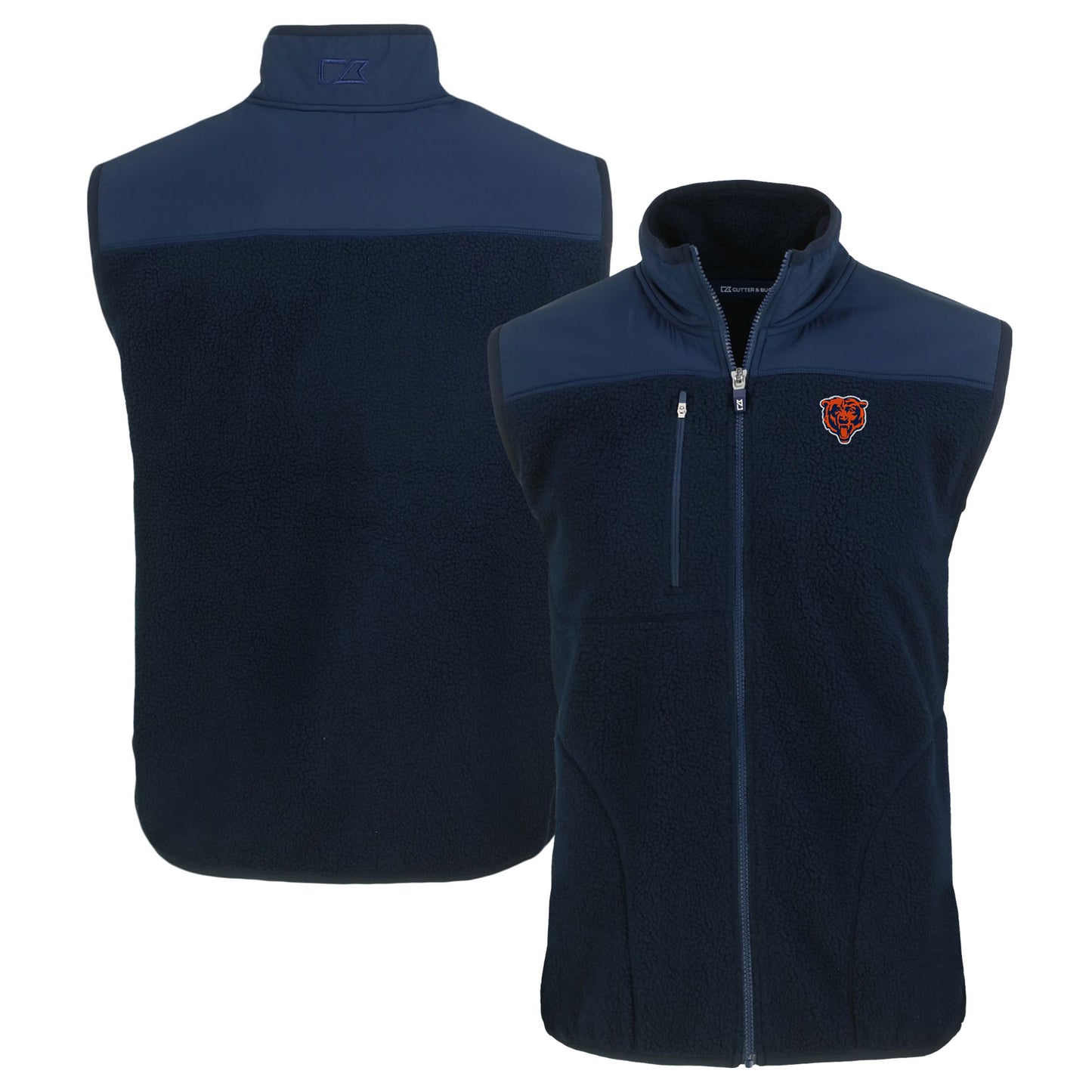 Men's Cutter & Buck  Navy Chicago Bears Throwback Cascade Eco Sherpa Fleece Full-Zip Vest