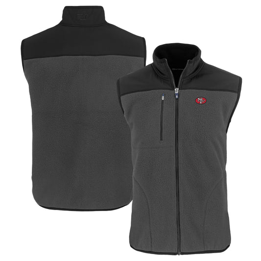 Men's Cutter & Buck  Gray San Francisco 49ers Throwback Cascade Eco Sherpa Fleece Full-Zip Vest