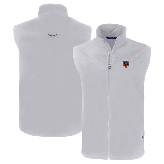 Men's Cutter & Buck  Gray Chicago Bears Throwback Charter Eco Recycled Full-Zip Vest