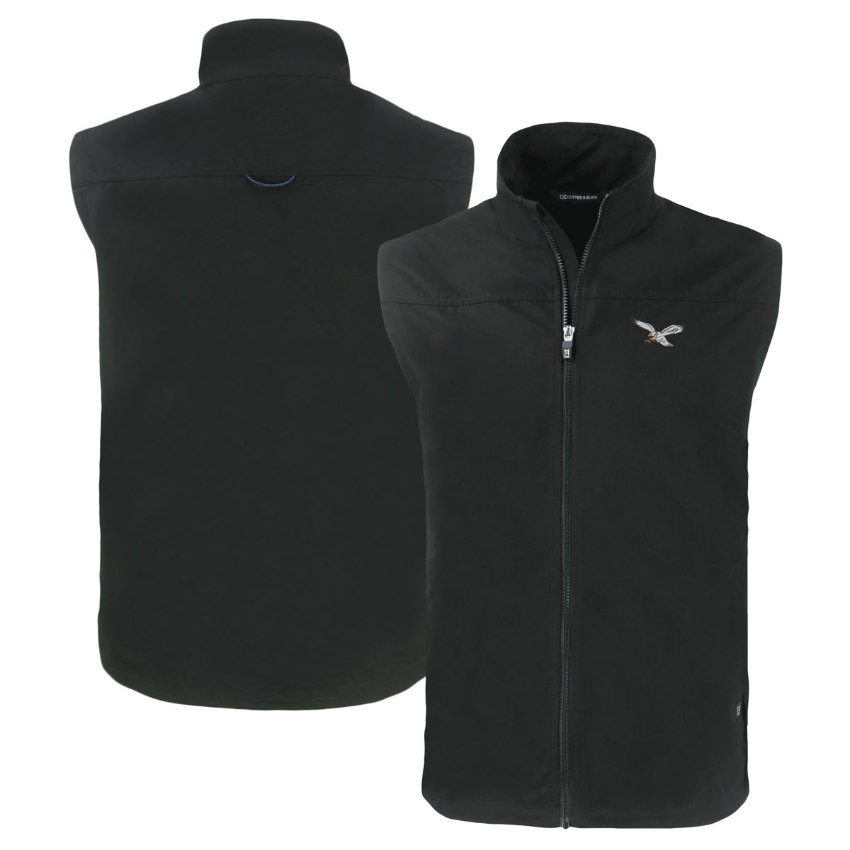 Men's Cutter & Buck  Black Philadelphia Eagles Throwback Charter Eco Recycled Full-Zip Vest