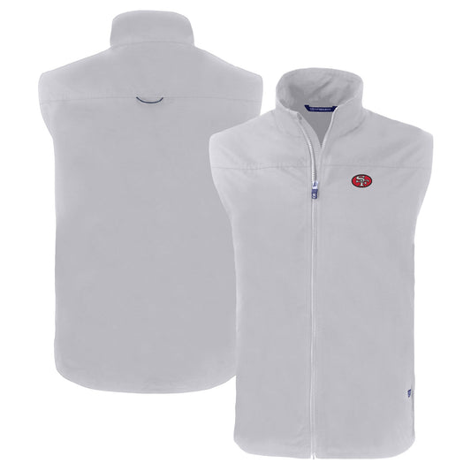Men's Cutter & Buck  Gray San Francisco 49ers Throwback Charter Eco Recycled Full-Zip Vest