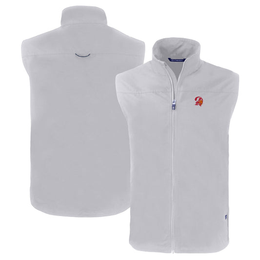 Men's Cutter & Buck  Gray Tampa Bay Buccaneers Throwback Charter Eco Recycled Full-Zip Vest