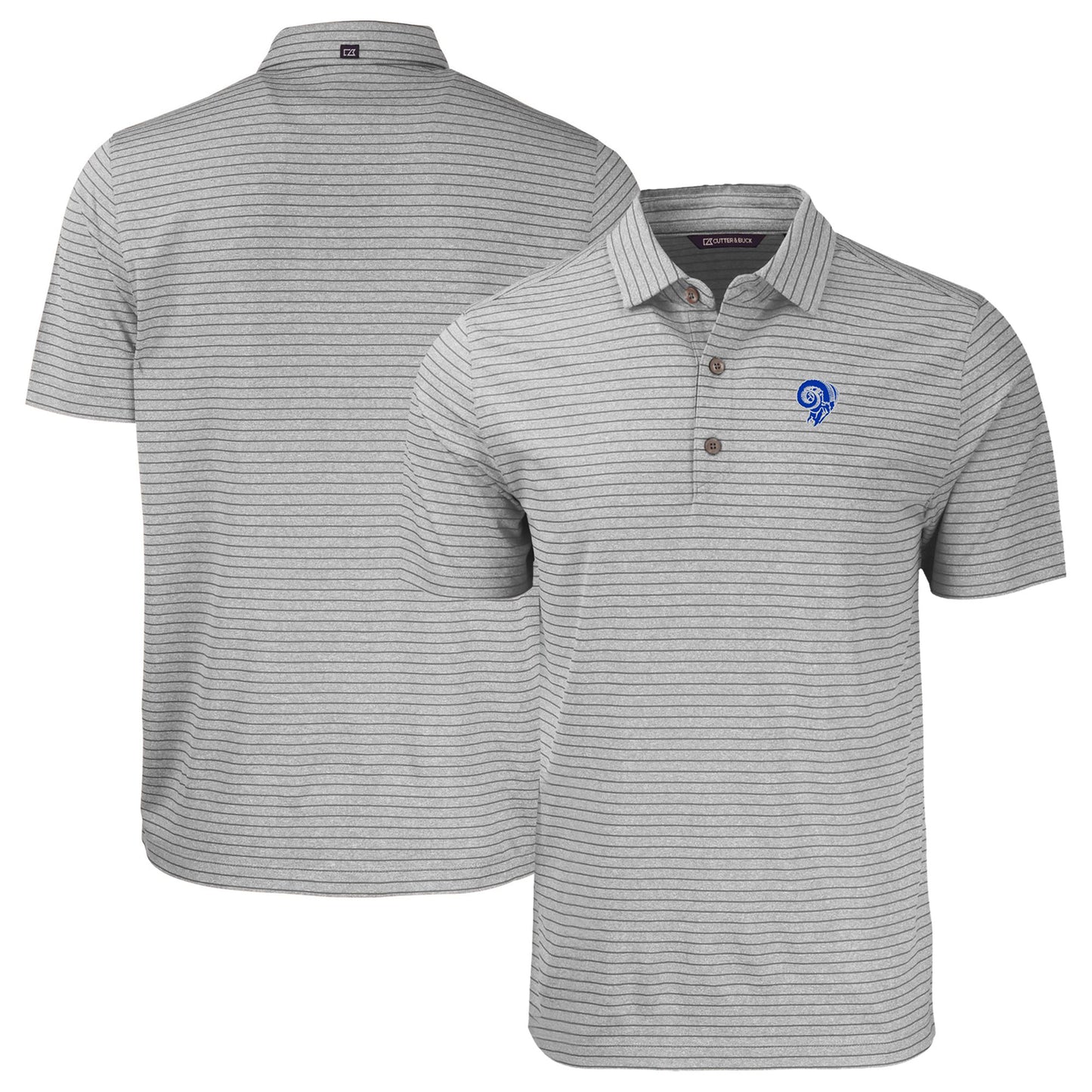 Men's Cutter & Buck  Heather Gray Los Angeles Rams Throwback Forge Eco Heather Stripe Stretch Recycled Polo