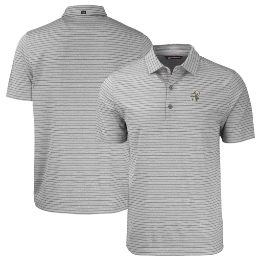 Men's Cutter & Buck  Heather Gray New Orleans Saints Throwback Forge Eco Heather Stripe Stretch Recycled Polo