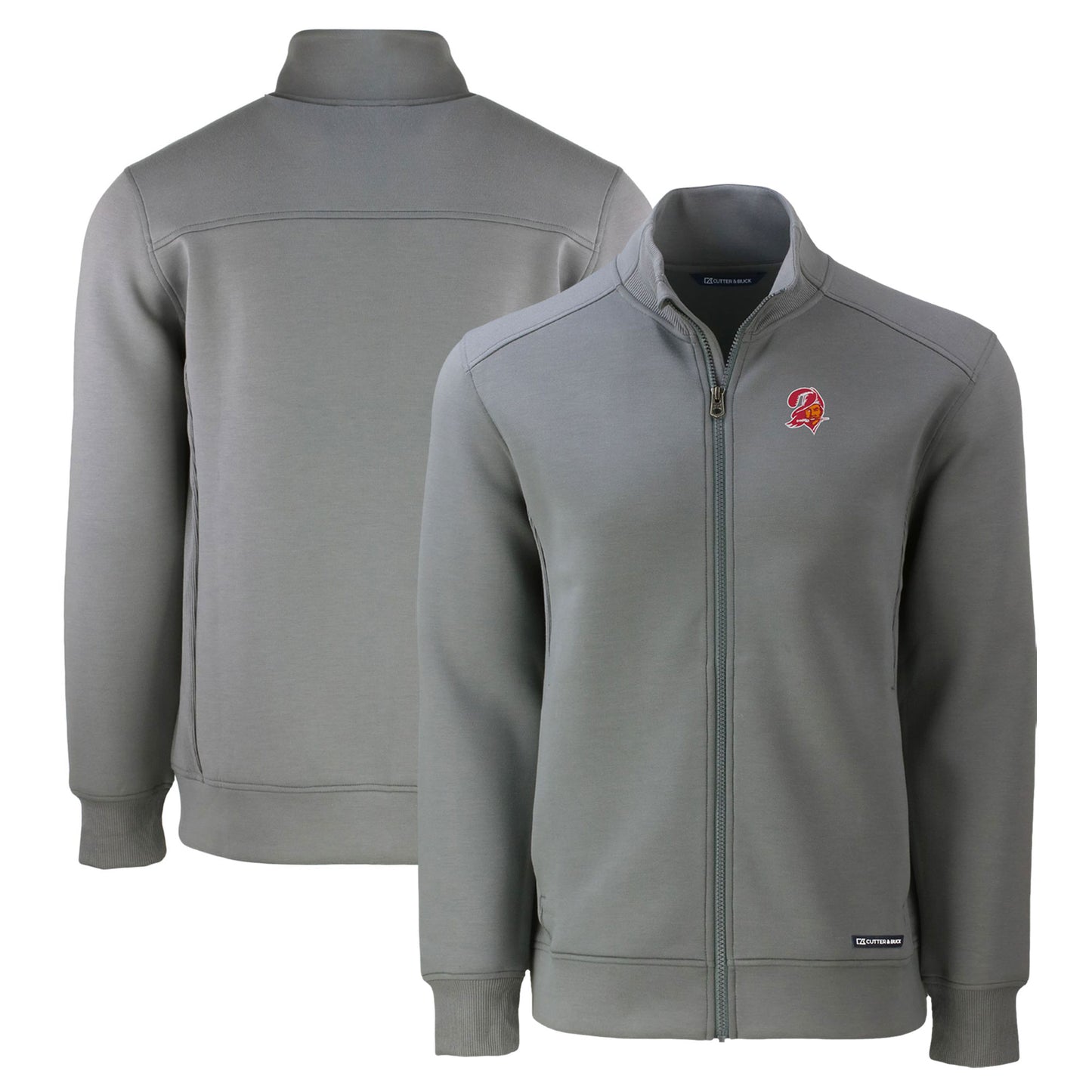 Men's Cutter & Buck Gray Tampa Bay Buccaneers Throwback Roam Eco Recycled Full-Zip Jacket