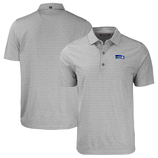 Men's Cutter & Buck  Heather Gray Seattle Seahawks Throwback Forge Eco Heather Stripe Stretch Recycled Polo