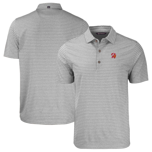 Men's Cutter & Buck  Heather Gray Tampa Bay Buccaneers Throwback Forge Eco Heather Stripe Stretch Recycled Polo