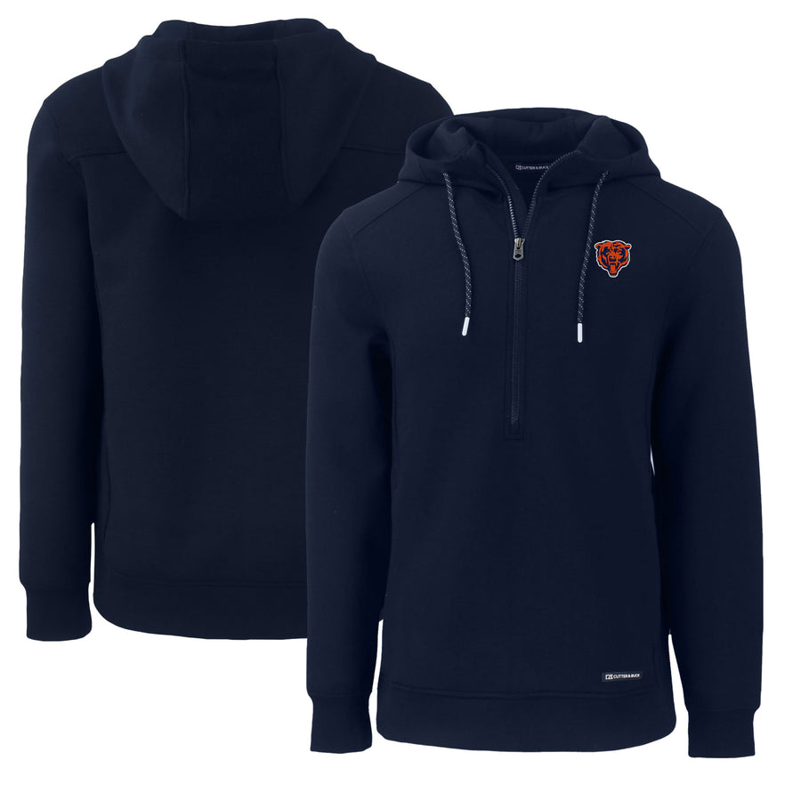 Men's Cutter & Buck Navy Chicago Bears Throwback Roam Eco Half-Zip Recycled Pullover Hoodie