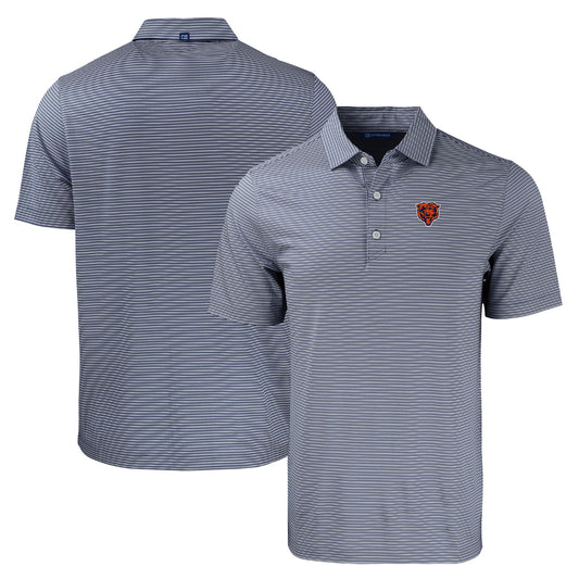 Men's Cutter & Buck  Navy/White Chicago Bears Throwback Forge Eco Double Stripe Stretch Recycled Polo