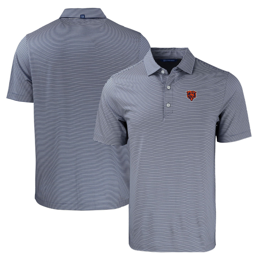 Men's Cutter & Buck  Navy/White Chicago Bears Throwback Forge Eco Double Stripe Stretch Recycled Polo