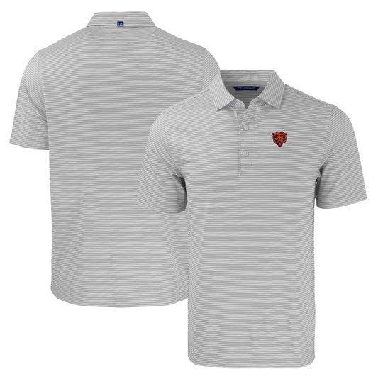 Men's Cutter & Buck  Gray/White Chicago Bears Throwback Forge Eco Double Stripe Stretch Recycled Polo