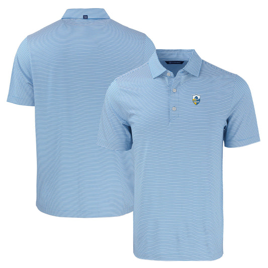 Men's Cutter & Buck Powder Blue/White Los Angeles Chargers Throwback Forge Eco Double Stripe Stretch Recycled Polo