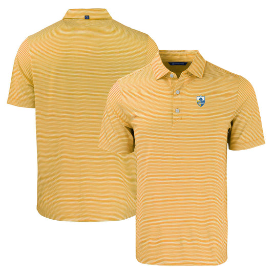 Men's Cutter & Buck  Gold/White Los Angeles Chargers Throwback Forge Eco Double Stripe Stretch Recycled Polo