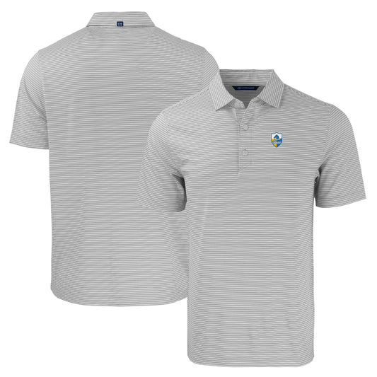 Men's Cutter & Buck  Gray/White Los Angeles Chargers Throwback Forge Eco Double Stripe Stretch Recycled Polo