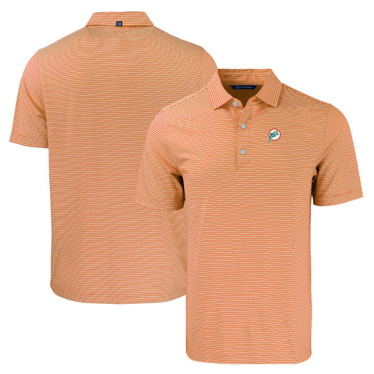 Men's Cutter & Buck  Orange Miami Dolphins Throwback Forge Eco Double Stripe Stretch Recycled Polo