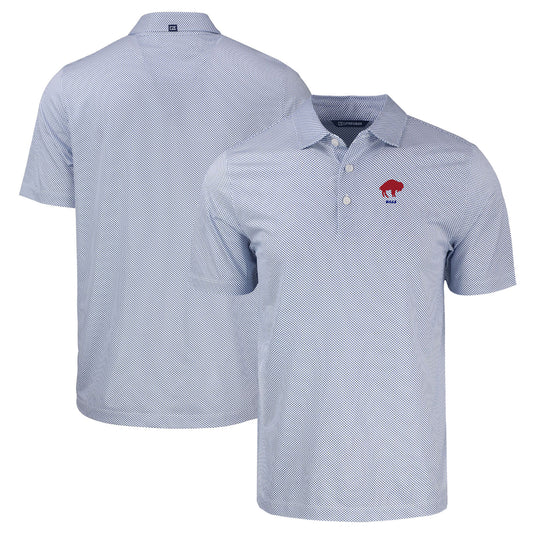 Men's Cutter & Buck White/Royal Buffalo Bills Throwback Big & Tall Pike Eco Symmetry Print Stretch Recycled Polo