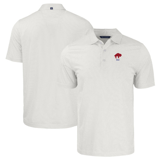 Men's Cutter & Buck  White Buffalo Bills Throwback Big & Tall Pike Eco Symmetry Print Stretch Recycled Polo