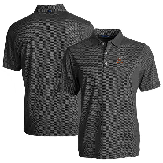 Men's Cutter & Buck  Black Cleveland Browns Throwback Big & Tall Pike Eco Symmetry Print Stretch Recycled Polo